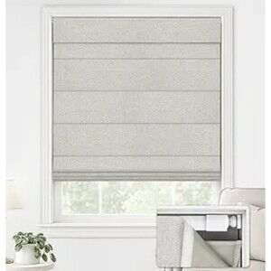 LazBlinds No Drill Cordless Roman Shade — 30”W x 64”H — Linen Beige — New OB